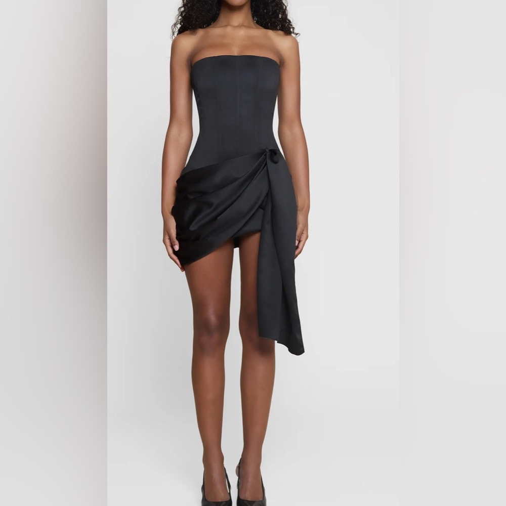 LEAU Solara Satin Corset Dress - Black Small